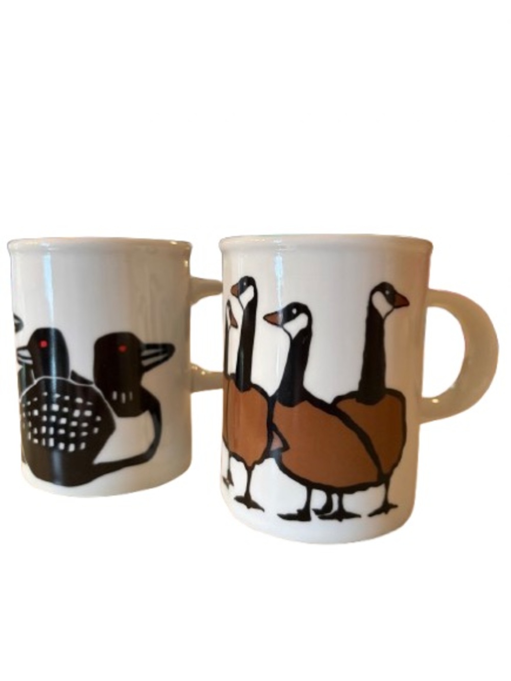 Marc Tetro Danesko Canada Wildlife Mugs Set of 2 Geese & Loons PopArt Cabincore